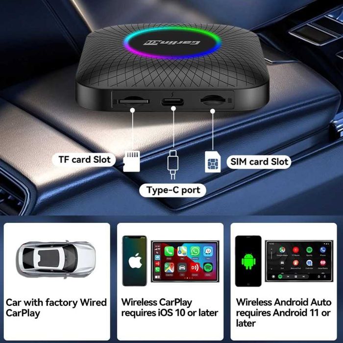 Ai Box Android 13 8-8-128 Безжичен Carplay Android Auto Youtube, 9750