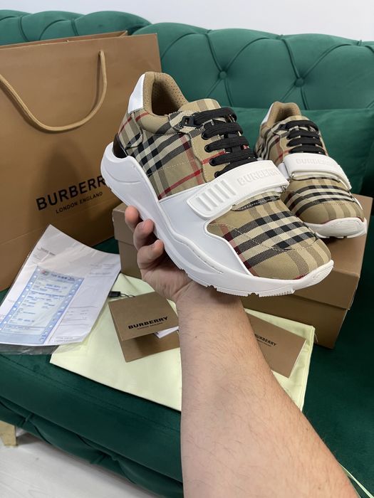 Adidasi Burberry piele naturala Full Box colectie noua