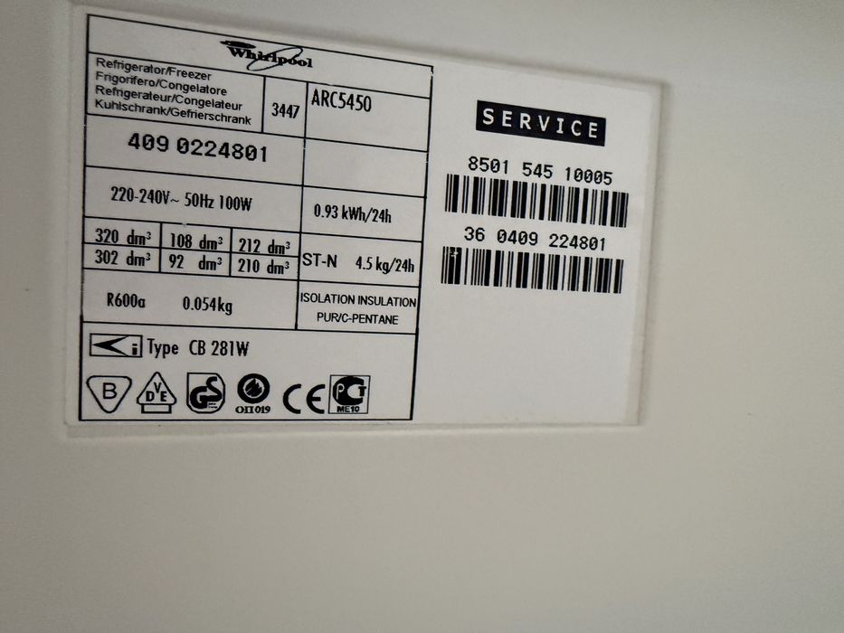 Frigider Whirlpool ARC5450 – Funcțional, 302L