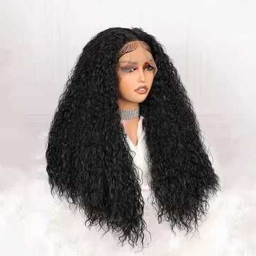 65 см Черна къдрава дантелена перука 13X4Х1 на път