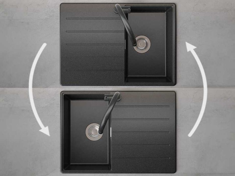 Графит кухненска мивка от гранит Копенхаген 40 Top 700х500