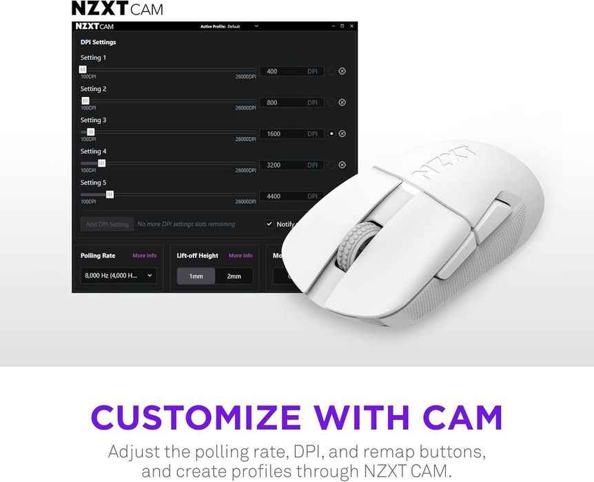 Gaming Mouse - NZXT Lift Elite Wireless Black/White Беспроводная мышка