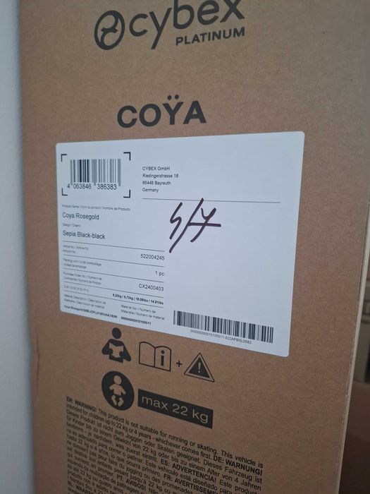 Cybex Coya negru cadru rose gold