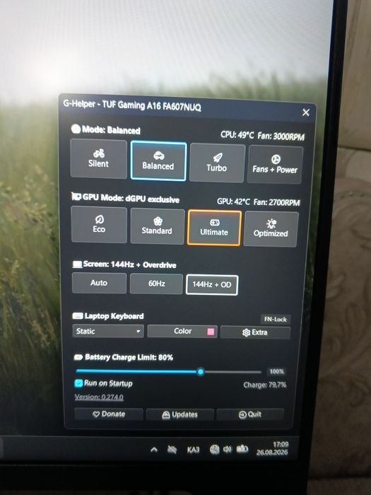 продам asus tuf a16 r7 170, rtx 4050