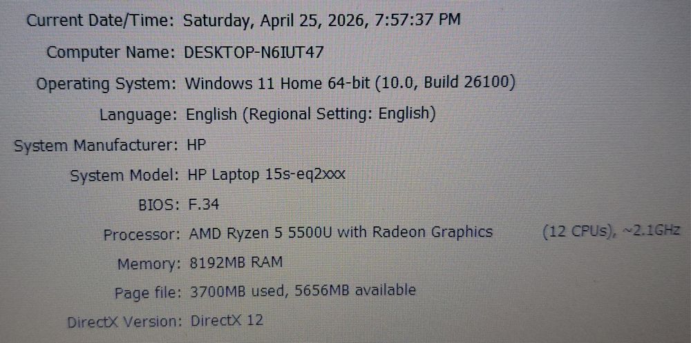 Laptop HP 15es-eq2825ng 15,6" Ryzen 5 5500u 8gb ram 512gb ssd