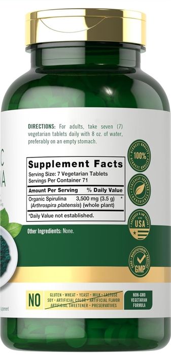 Spirulina mega putere in recipient  de 500 pastile fabricate in SUA !