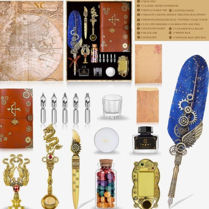 Набор для каллиграфии: перо из натурального пера, чернила, блокнот, 5