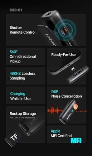 Нов Професионален Безжичен Микрофон hohem за iPhone/iPad, 2 TX + 1 RX