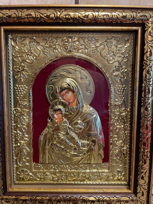 icoana argintata icoana veche maica domnului dim 24x27 icoana veche