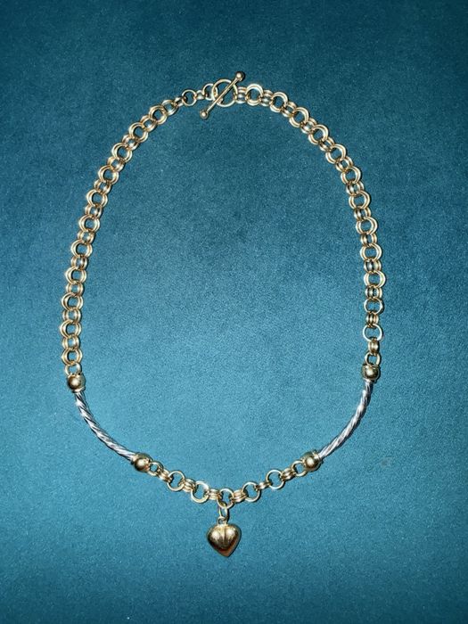 Set colier si bratara , aur alb si galben 14k