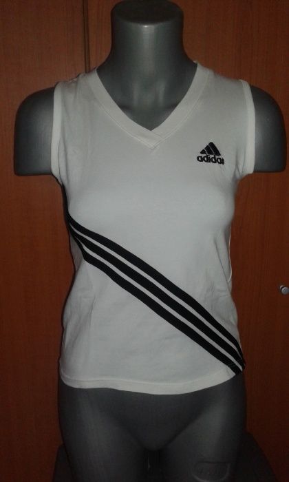 Tricou /Bluza kimono / Maiou alb cu negru Adidas , M