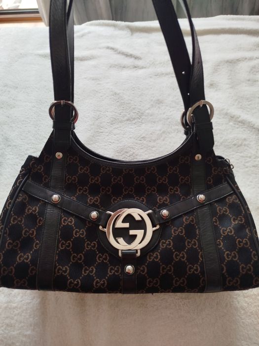 Чанта Гучи от  кожа и текстил