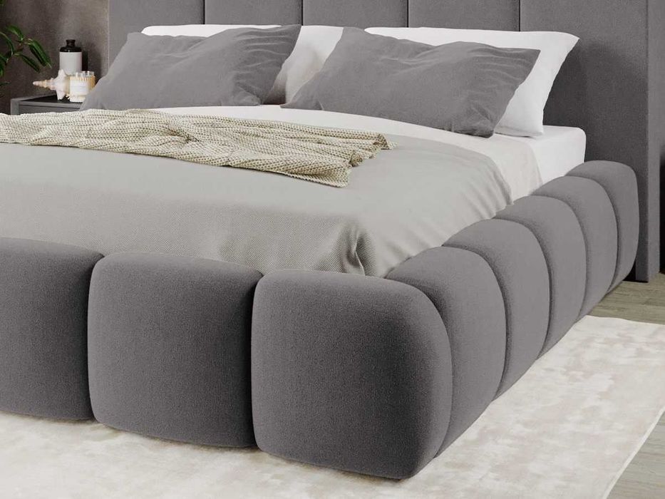 Pat Tapitat Noel Gri - Velluto 16 cu somiera rabatabila si lada