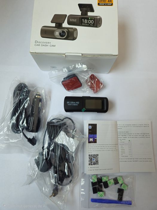Camera Video Dubla Auto 4K,WiFi,Card Sd64Gb,încărcător bricheta