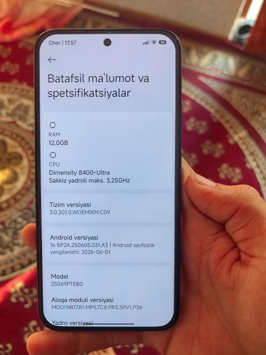 Xiaomi 15t 12+12 ga 512 talik