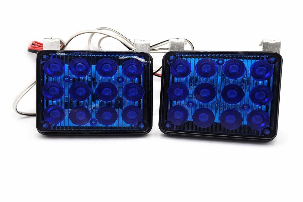 LED сигнална лампа Ярки, 24W, 12 диода, синя, 96x79x20mm, комплект 2 лампи