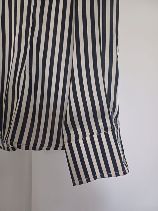 Cămașă satinată BSB negru crem dungi M