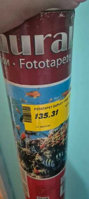 Fototapet duplex nou cu model acvariu mulți pești 254 x 184 cm