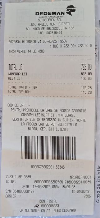 Vând hidrofor nou în garanție