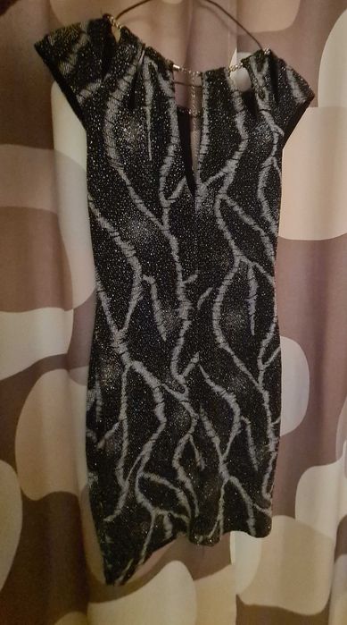 Rochie de ocazie sexy mărimea M neagră cu sclipici