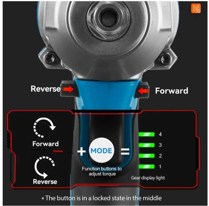 1000Nm Безчетков  ударен Гаиковерт- комплет с накраиници и две батерии