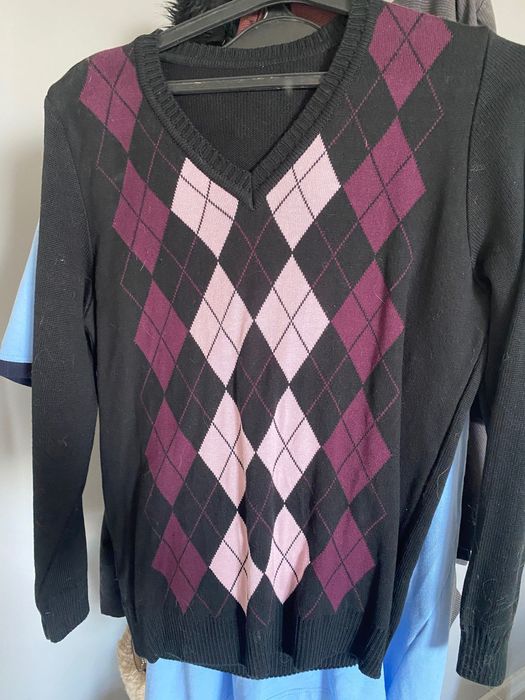 Пуловер с дълъг ръкав с ромбове - НТБГ