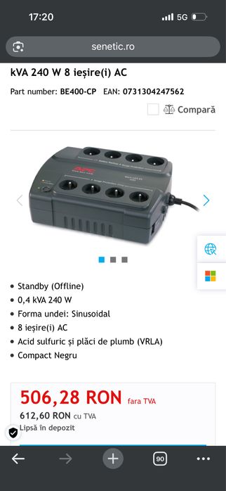 UPS APC Back-UPS 400, Stare perfecta