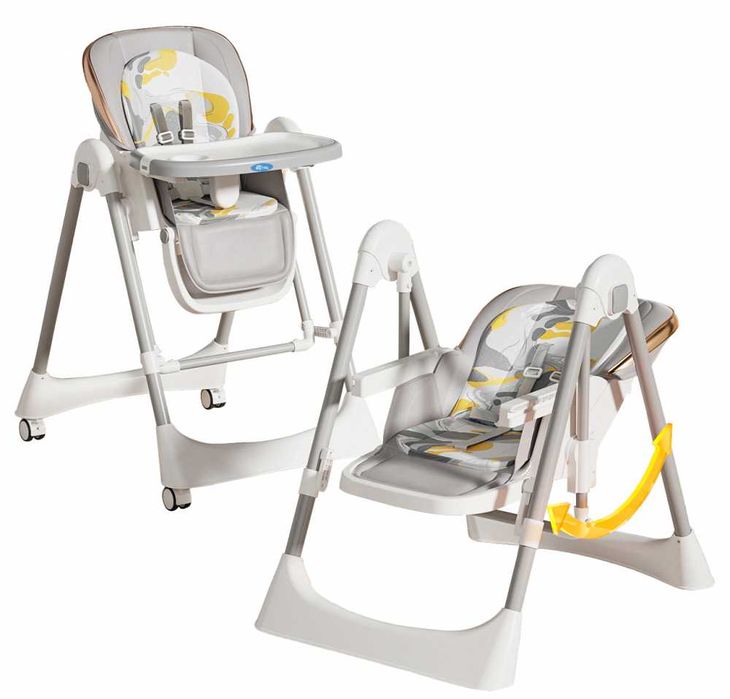 Scaun de masa pentru bebelusi Little Mom multifunctional cu balansoar