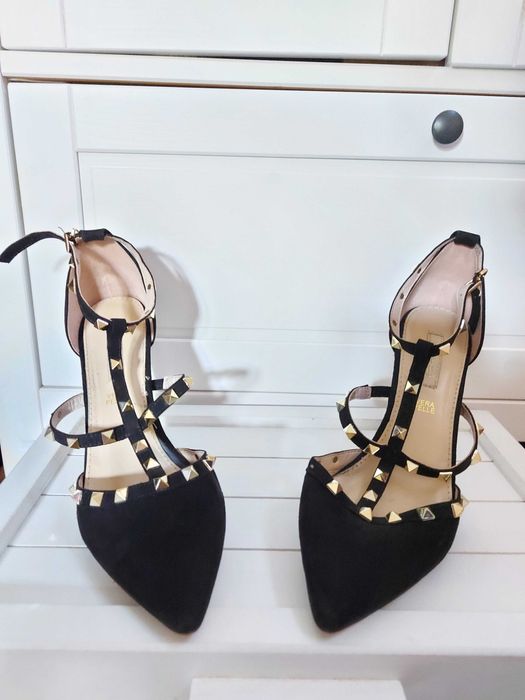 Pantofi cu toc din piele întoarsă, mărimea 41