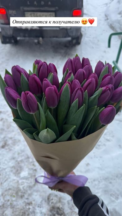 Премиальные тюльпаны с шикарным оформлением