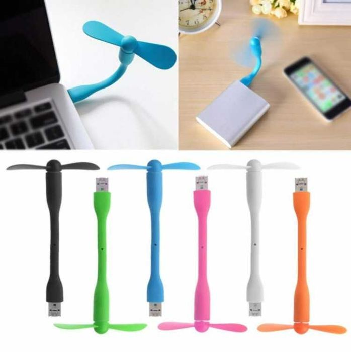 Мини USB Вентилатор 1W за Лаптоп, Power Bank и др. / Зелен / Бял /