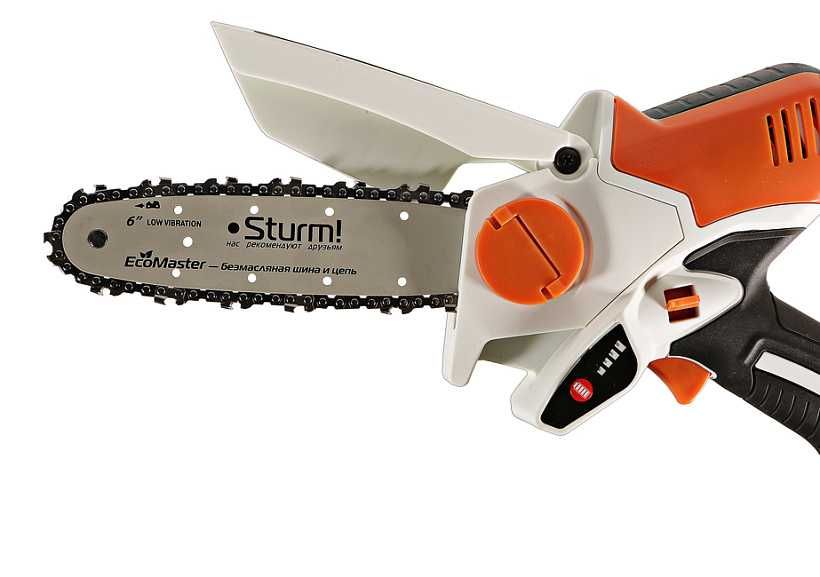 Аккумуляторная цепная пила, Безмасляная, Боковая натяжка цепи, Кейс.