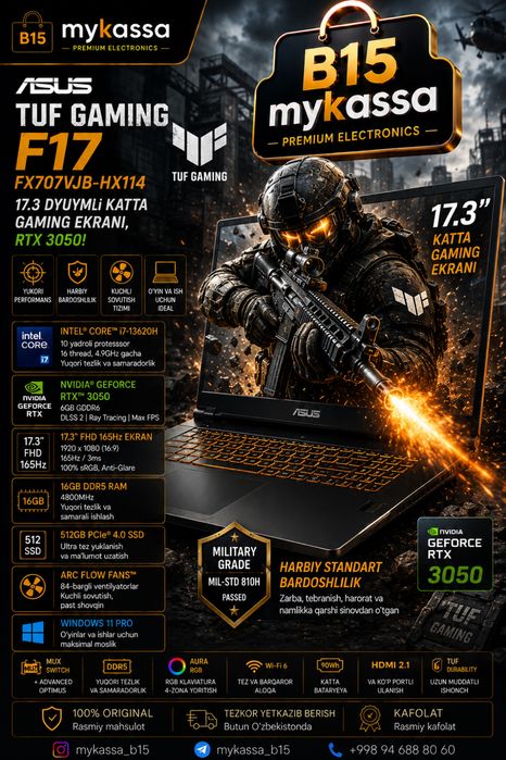 ASUS TUF Gaming F17 FX707VJB-HX114 • Dastavka • New