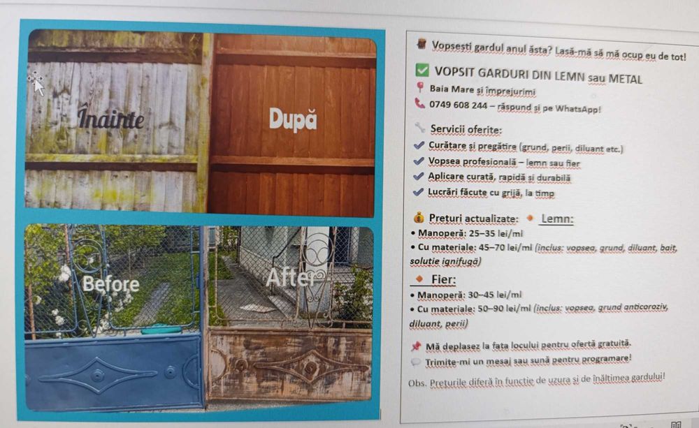 Vopsire gard Baia Mare și împrejurimi