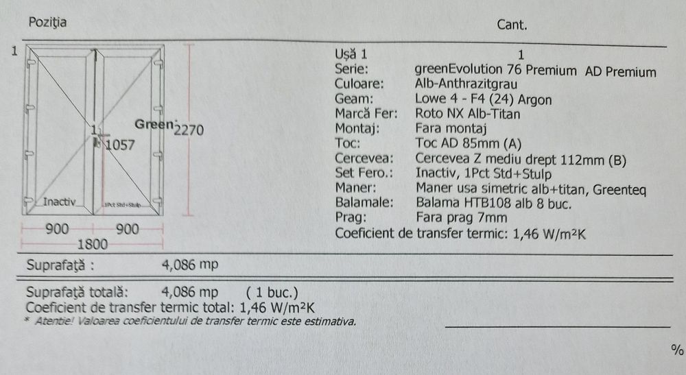 Ușă profil SALAMANDER 76 ad premium