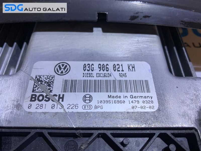 Kit Pornire ECU Calculator Motor Cip Cheie si Imobilizator cu Ceas Ceasuri Bord VW Jetta 1.9 TDI BXE 77KW 105CP 2005 - 2011 Cod 03G906021KH 0281013226 [L2255]
