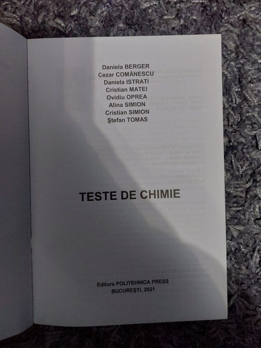 Teste chimie 2021 politehnica