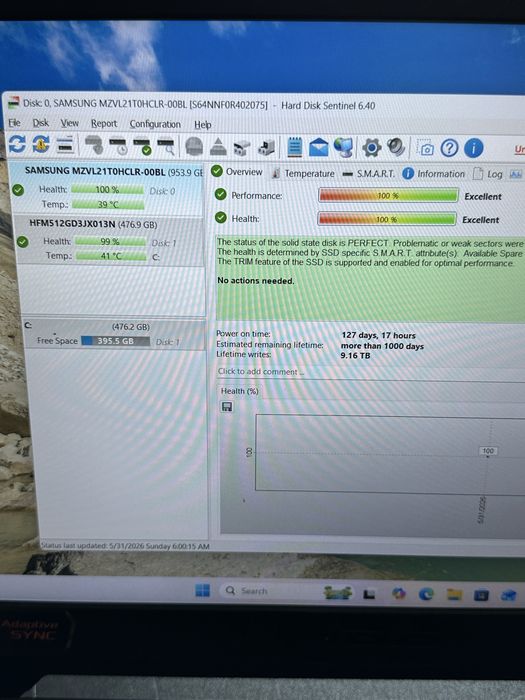SSD Samsung PM9A1 1TB (1024GB) M.2 NVMe PCIe Gen4 x4 – Sănătate 100%