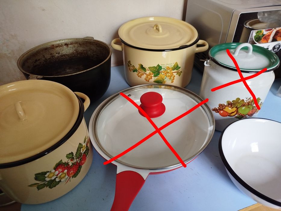 Кастрюли, казан, бидон, сковороды, формы