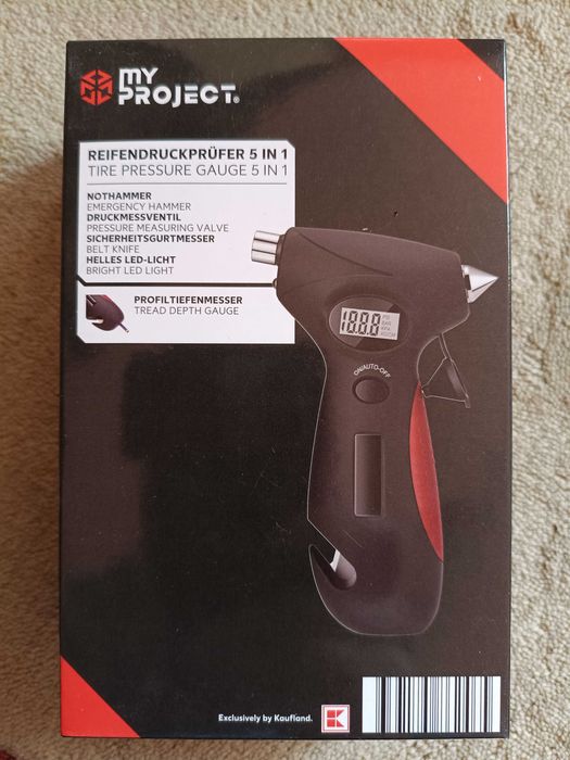 Manometru Digital, Tester Presiune Pneuri Auto 0,15-7 Bar, Dispozitiv All-in-One (5 în 1) - NOU / SIGILAT