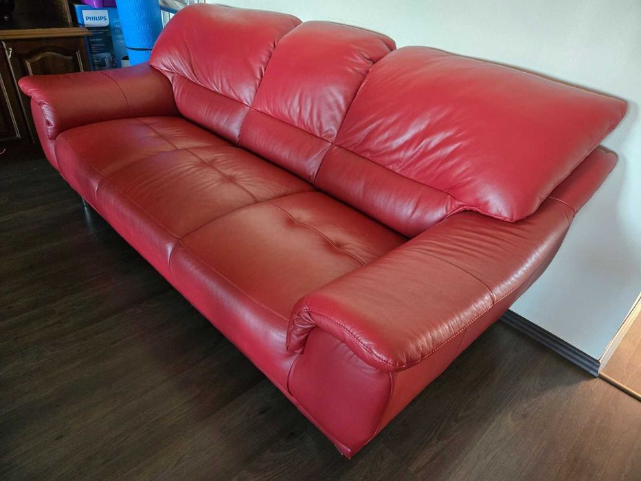 Луксозен диван тройка от 100% естествена кожа