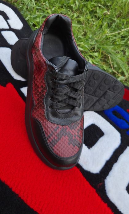 Sneakers handmade din piele naturală şi piele naturală de piton
