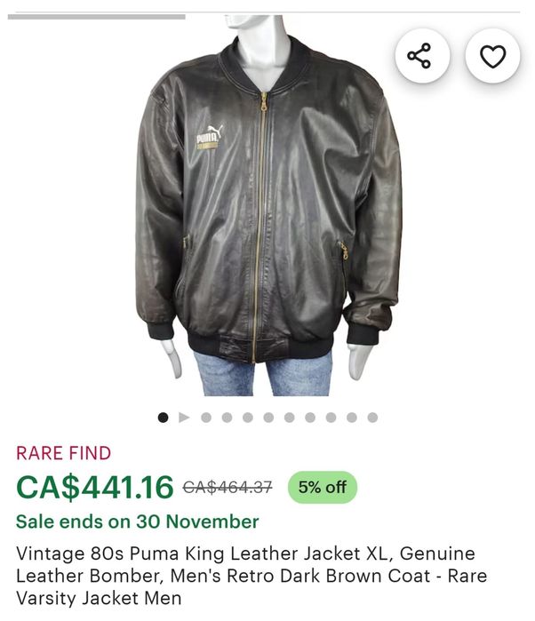 Geacă vintige anii 80, din piele naturala marca Puma