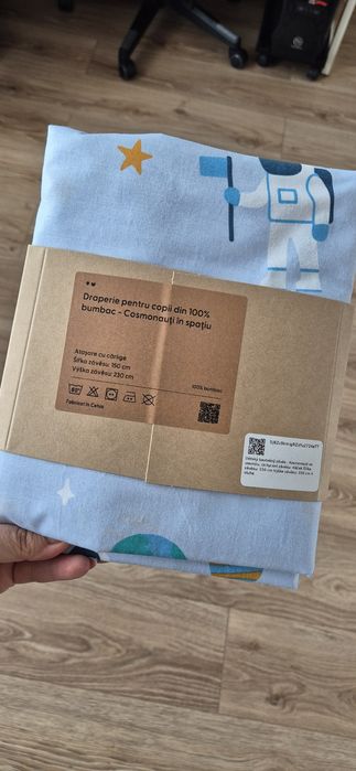 Draperie GOLDEA pentru copii din 100% bumbac - Cosmonauti in spatiu