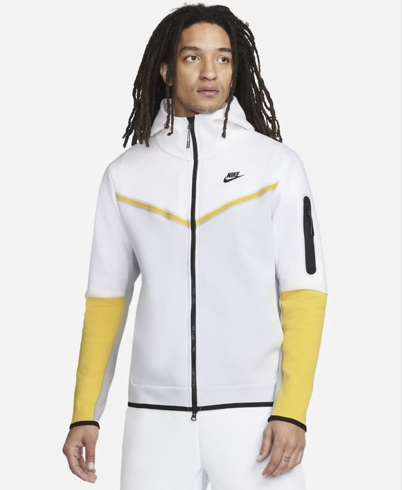 Мъжко горнище Nike Tech Fleece White/Grey/Yellow - размер S