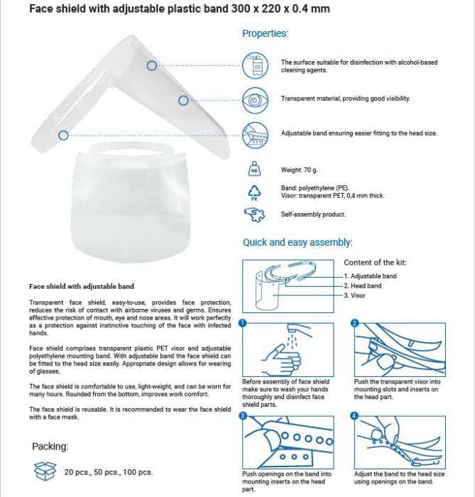 Viziere protectie, ajustabile, viziera medicala