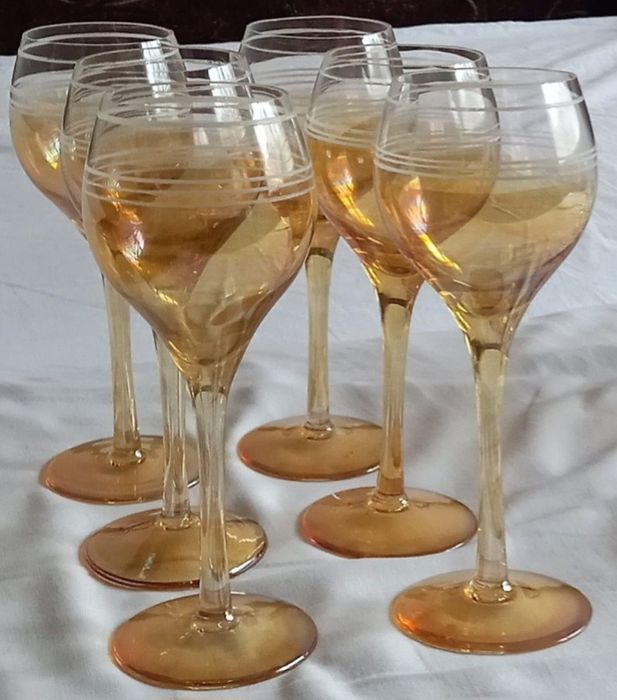 Set 6 pahare sticla galbena