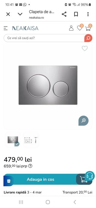 Vand clapeta de actionare Geberit Sigma 20 cromat