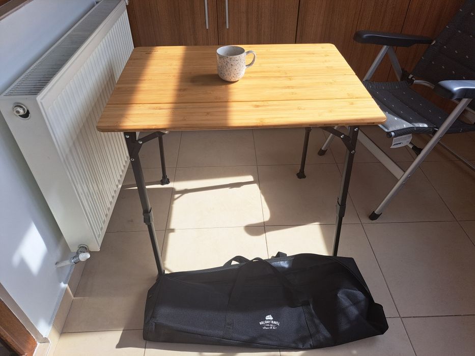 Masă camping pliabilă bambus Holiday Travel + husă, ca nouă