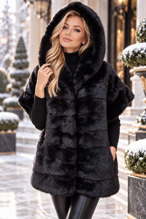 Haină blană naturală de nurcă , vizon Black